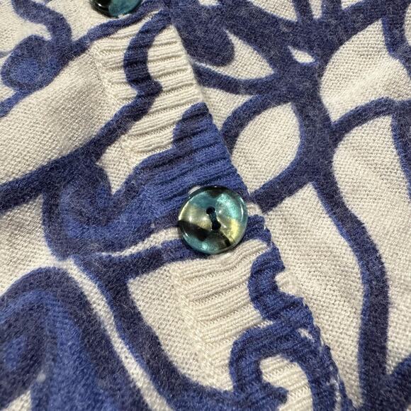 Moth Cardigan Sweater 3/4 Sleeve Wool Rabbit Hair Coastal Grandma Button Blue XS - Picture 4 of 6